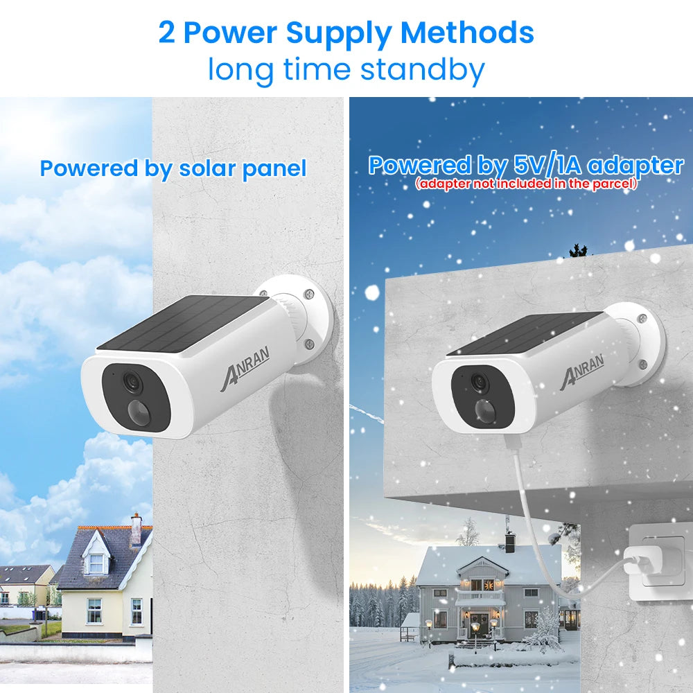 Caméra de Surveillance Solaire Extérieure Sans Fil 3MP — WiFi 2.4G, Vision Nocturne Couleur & Projecteur