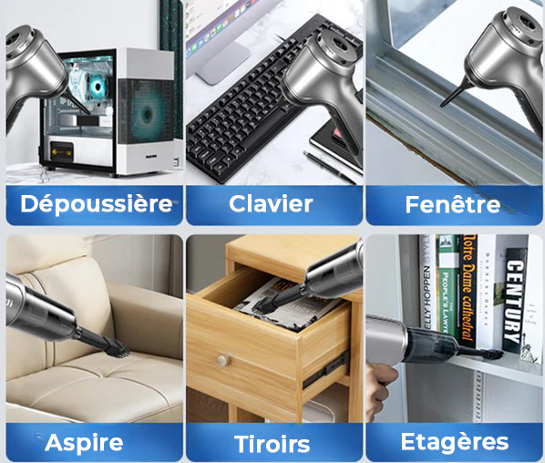 Aspirateur Sans Fil Puissant + 4 Filtres Offerts