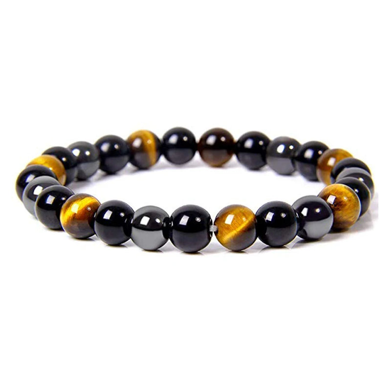 Bracelet Triple Protection - Œil de Tigre, Hématite et Obsidienne Noire