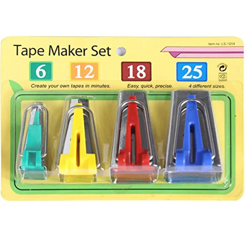 Lot de 4 Appareils à Biais pour Couture – 6, 12, 18 & 25 mm – Outils pour Ourlets, Patchwork & Quilting