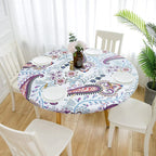Patterned waterproof elastic round tablecloth