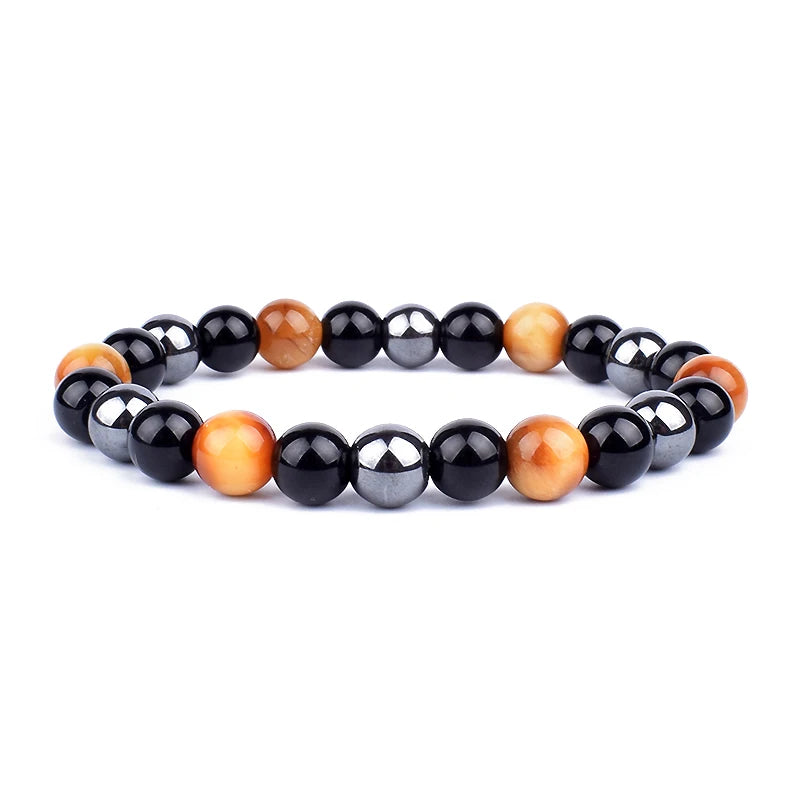 Bracelet Triple Protection - Œil de Tigre, Hématite et Obsidienne Noire