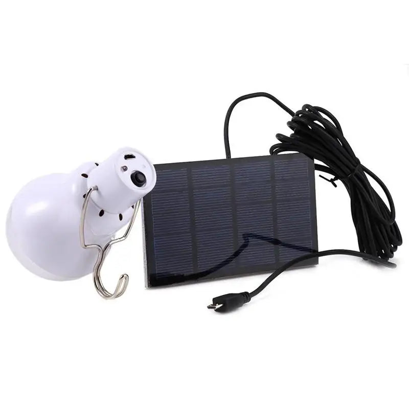 Ampoule LED Solaire Portable 5W avec Panneau Solaire — Crochet Suspension, Extérieur