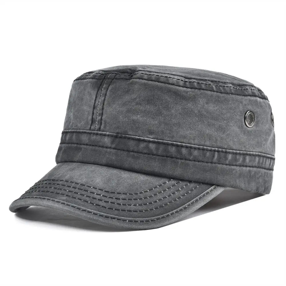 Casquette Militaire Vintage Homme en Denim Délavé avec Design Respirant Réglable