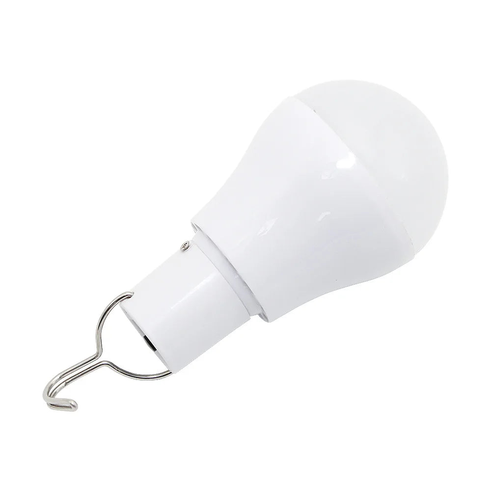 Ampoule LED Solaire Portable 5W avec Panneau Solaire — Crochet Suspension, Extérieur