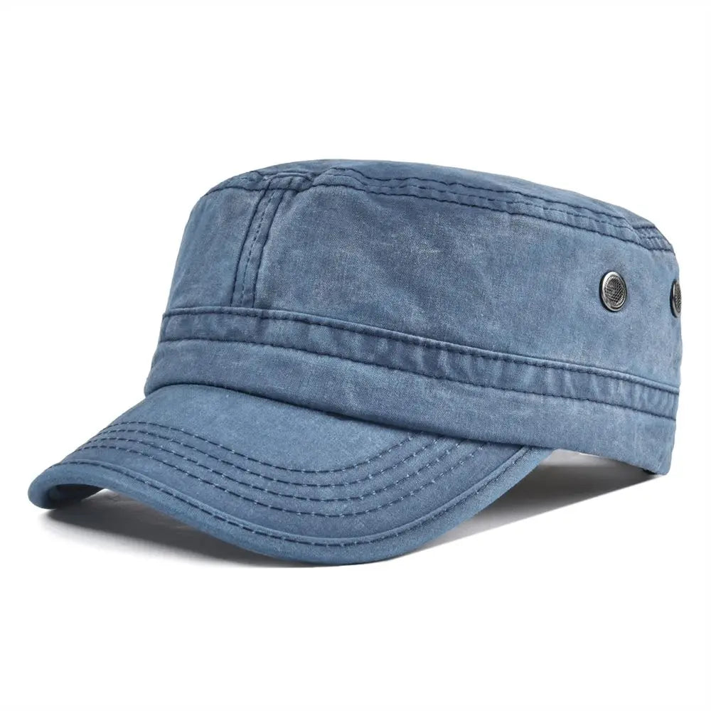 Casquette Militaire Vintage Homme en Denim Délavé avec Design Respirant Réglable
