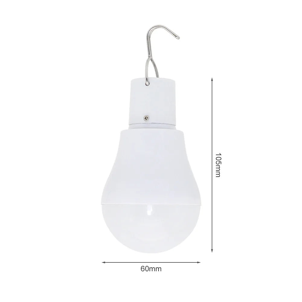 Ampoule LED Solaire Portable 5W avec Panneau Solaire — Crochet Suspension, Extérieur