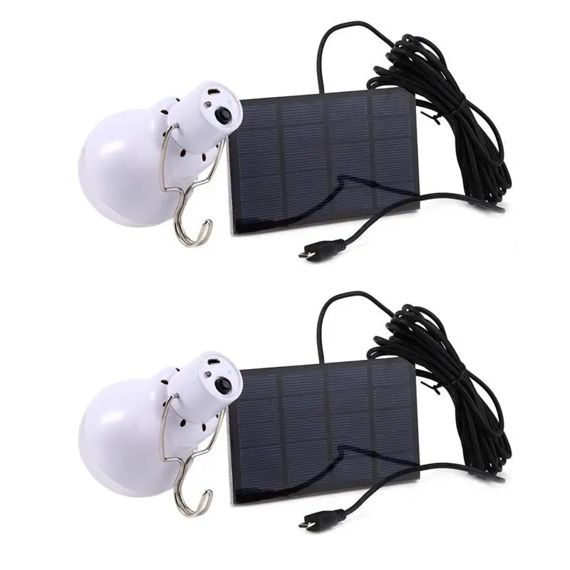 Ampoule LED Solaire Portable 5W avec Panneau Solaire — Crochet Suspension, Extérieur
