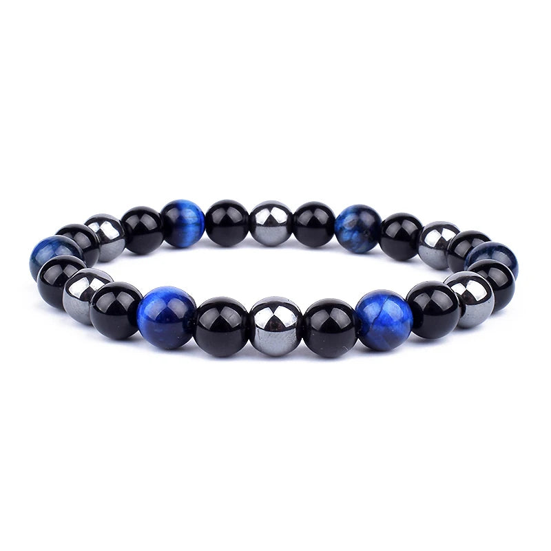 Bracelet Triple Protection - Œil de Tigre, Hématite et Obsidienne Noire