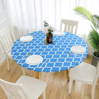 Patterned waterproof elastic round tablecloth