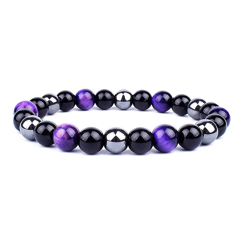 Bracelet Triple Protection - Œil de Tigre, Hématite et Obsidienne Noire