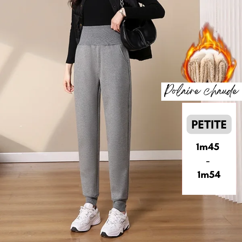 Jogging Slim à Large Taille Haute et Doublure Polaire
