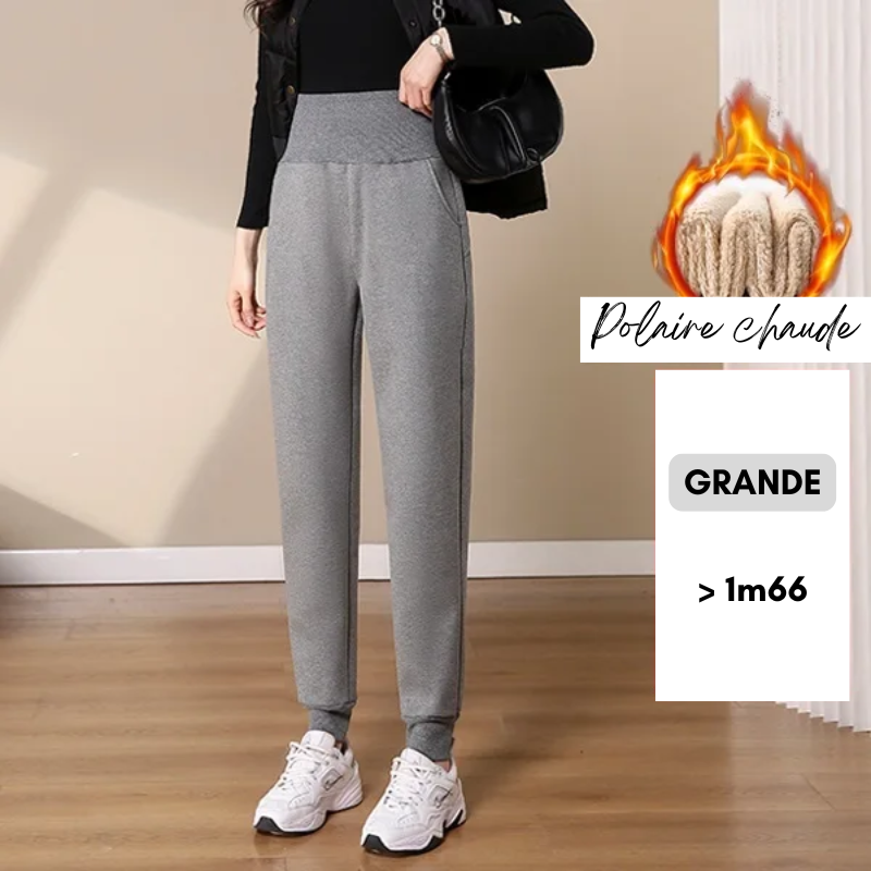 Jogging Slim à Large Taille Haute et Doublure Polaire