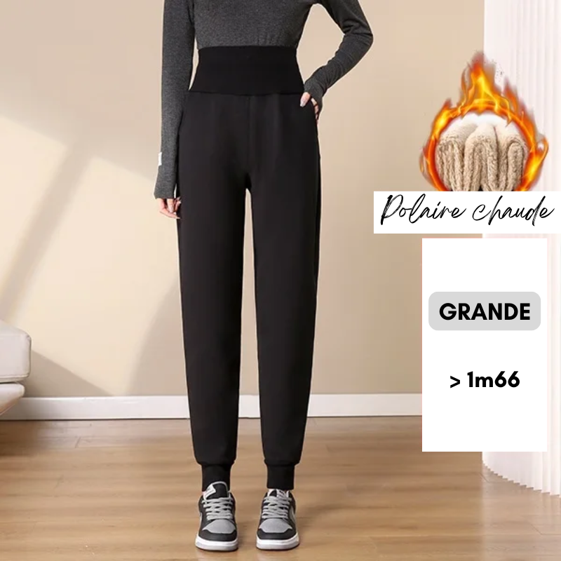 Jogging Slim à Large Taille Haute et Doublure Polaire
