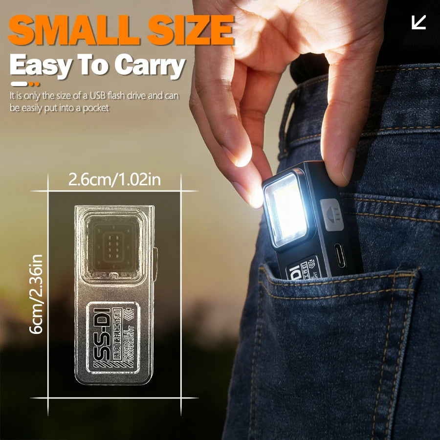 Mini Lampe Torche LED COB Rechargeable USB Magnétique – 1 ACHETÉE = 1 OFFERTE