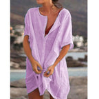 Robe chemise ample et longue - Lin et coton