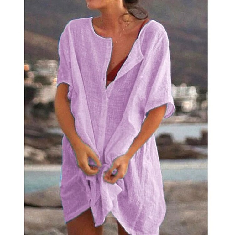 Robe chemise ample et longue - Lin et coton