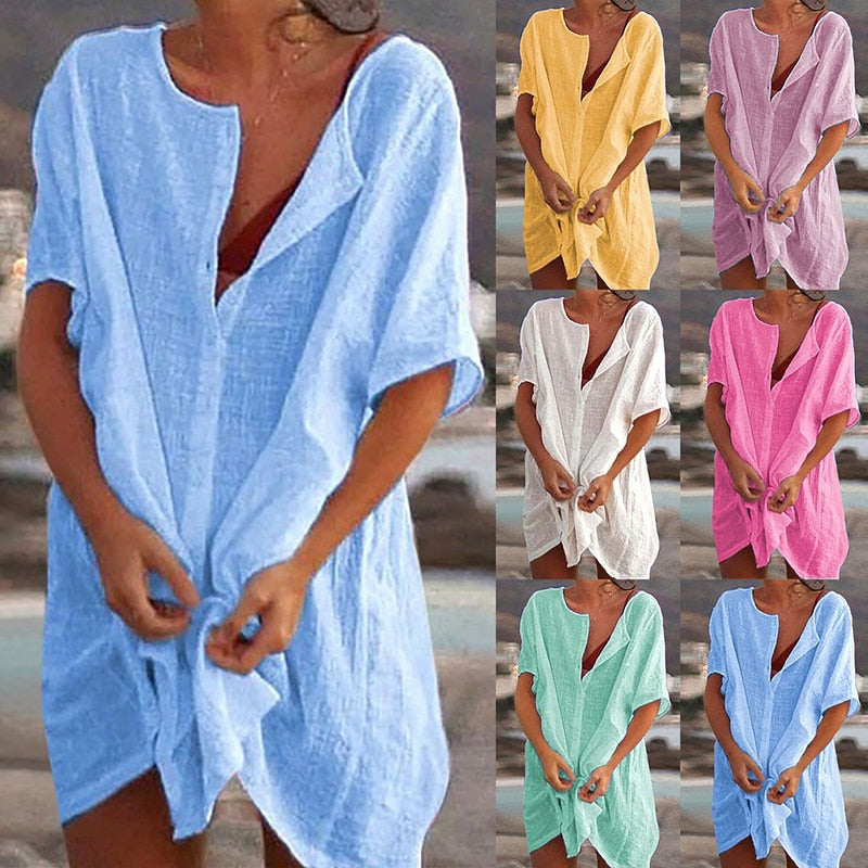 Robe de Plage en Lin et Coton