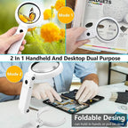 Loupe de bureau pliable LED 2 EN 1 - Zoom 30X 10X