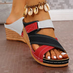 Sandales Ouvertes Compensées Élégantes – Multicolores