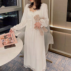 Chemise de nuit long Blanche à dentelle