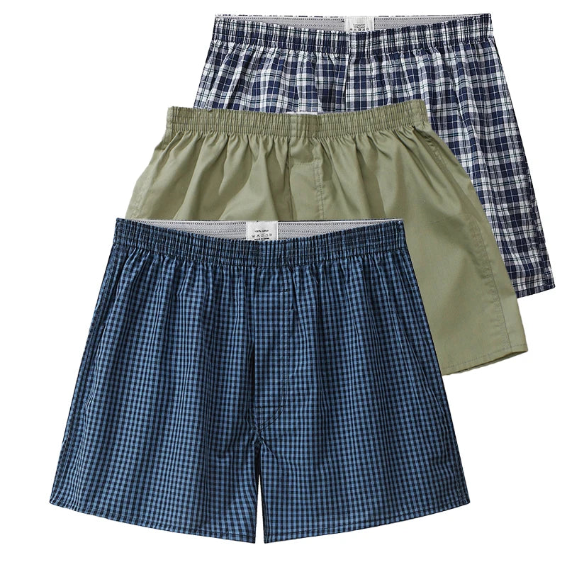 Lot de 3 Boxers Homme en Coton – Sous-Vêtements Respirants Style Décontracté Confort