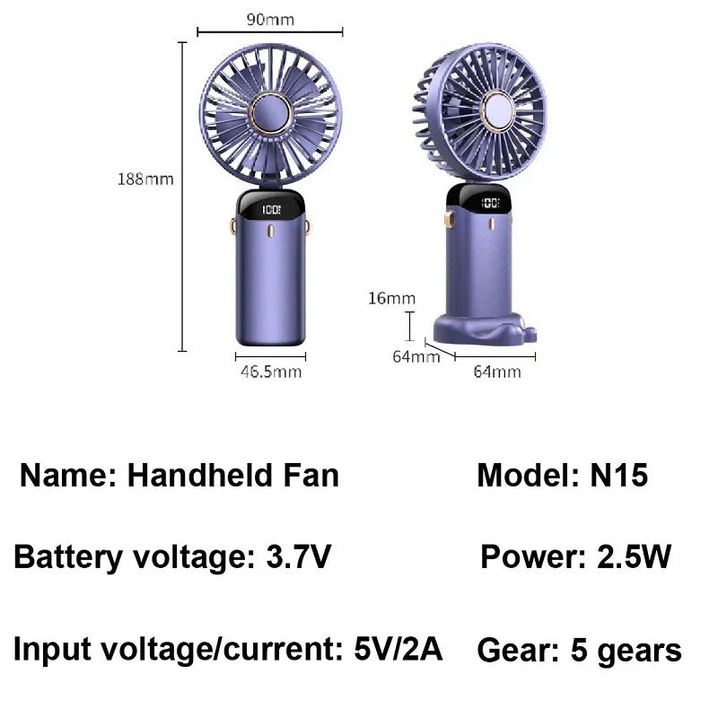 Mini ventilateur portable et pliable - 5 Vitesses