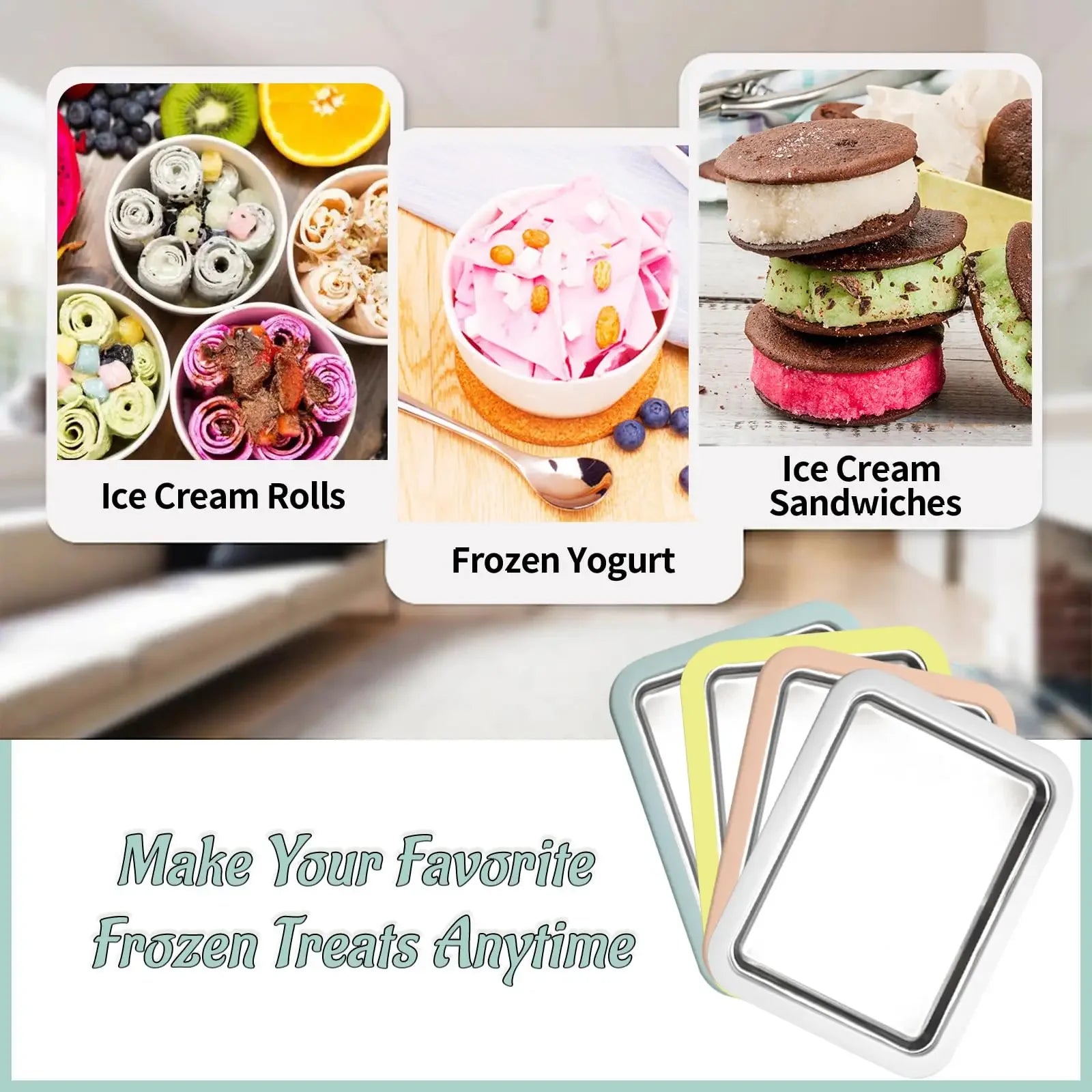 Machine à Glace Roulée – Plateau Réfrigérant Multifonction pour Crèmes Glacées et Yaourts Glacés Maison