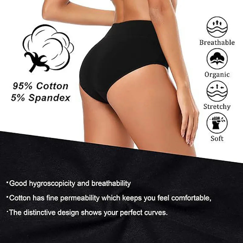 Lot de 4 culottes taille haute en coton — femme, grande taille, respirantes et gainantes