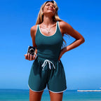 Maillot de Bain Femme 1PC Combi-Short – Style Sport Chic, Séchage Rapide et Taille Réglable