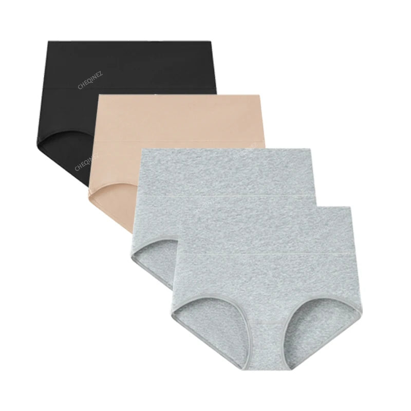Lot de 4 culottes taille haute en coton — femme, grande taille, respirantes et gainantes