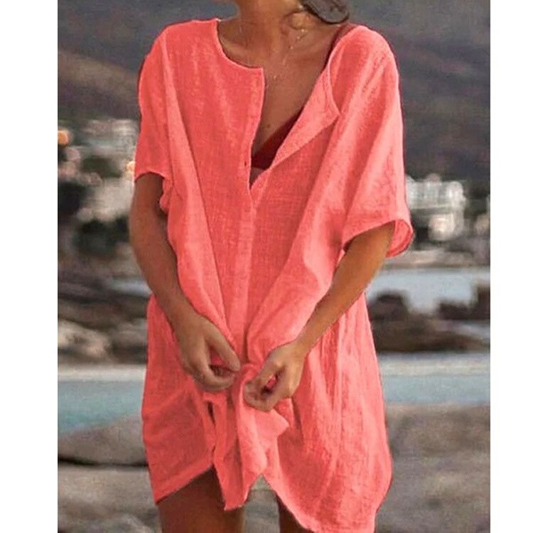 Robe chemise ample et longue - Lin et coton