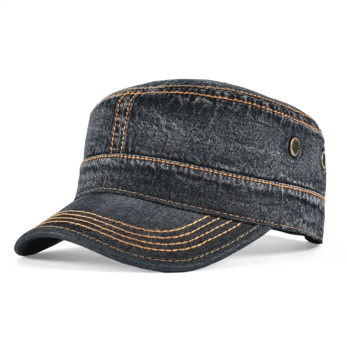 Casquette Militaire Vintage Homme en Denim Délavé avec Design Respirant Réglable