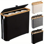 Panier Rangement Papier Toilette avec Couvercle & Fenêtre — Bord Bambou,Salle de Bain
