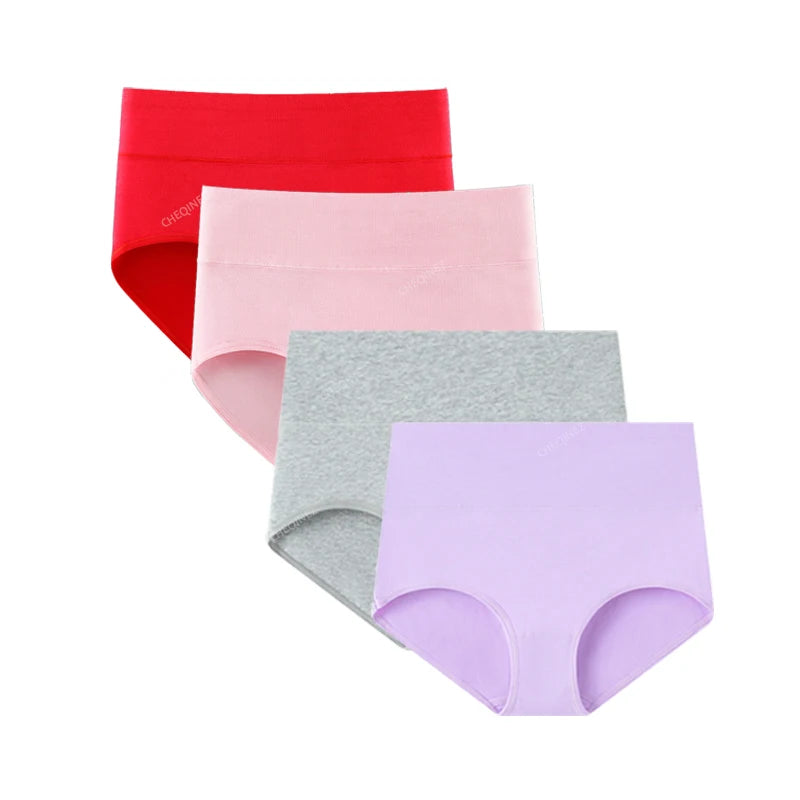 Lot de 4 culottes taille haute en coton — femme, grande taille, respirantes et gainantes