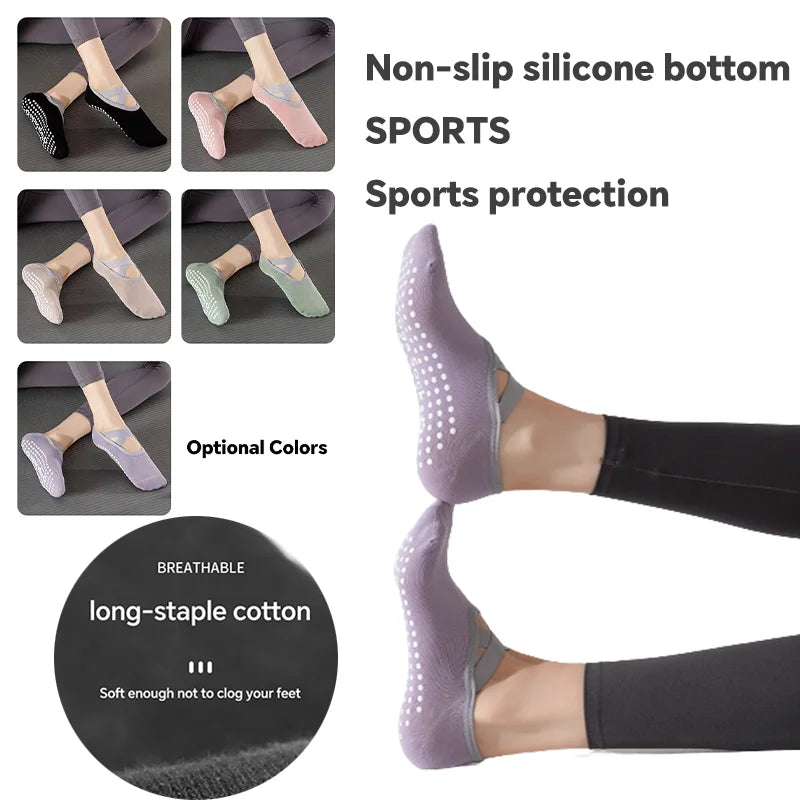 Lot de 3 Paires de Chaussettes Antidérapantes - Yoga Pilates