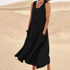 Robe Boho en coton et lin avec poches