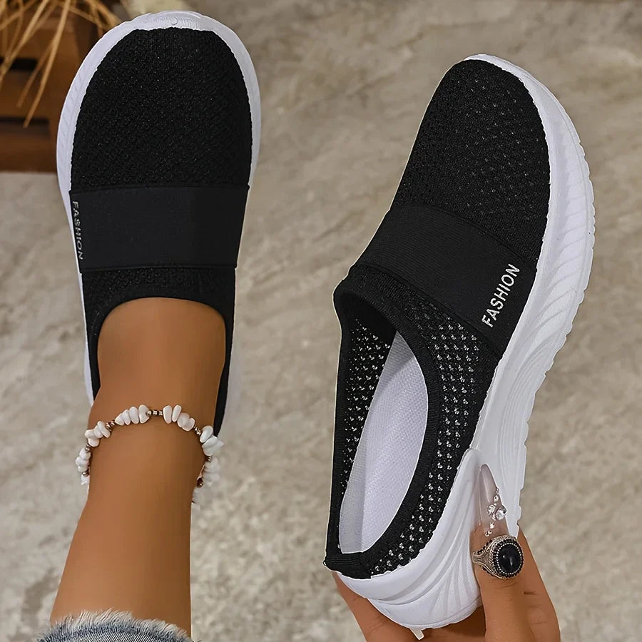 Baskets à Enfiler Femme en Tissu Respirant — Semelle PVC légèreté et confort