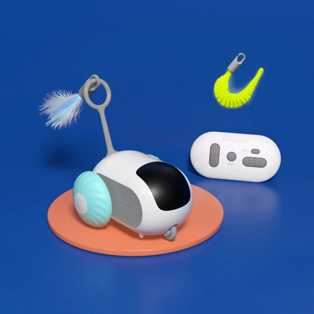 Voiture Intelligente Télécommandée Interractive pour Chat - 2 Modes