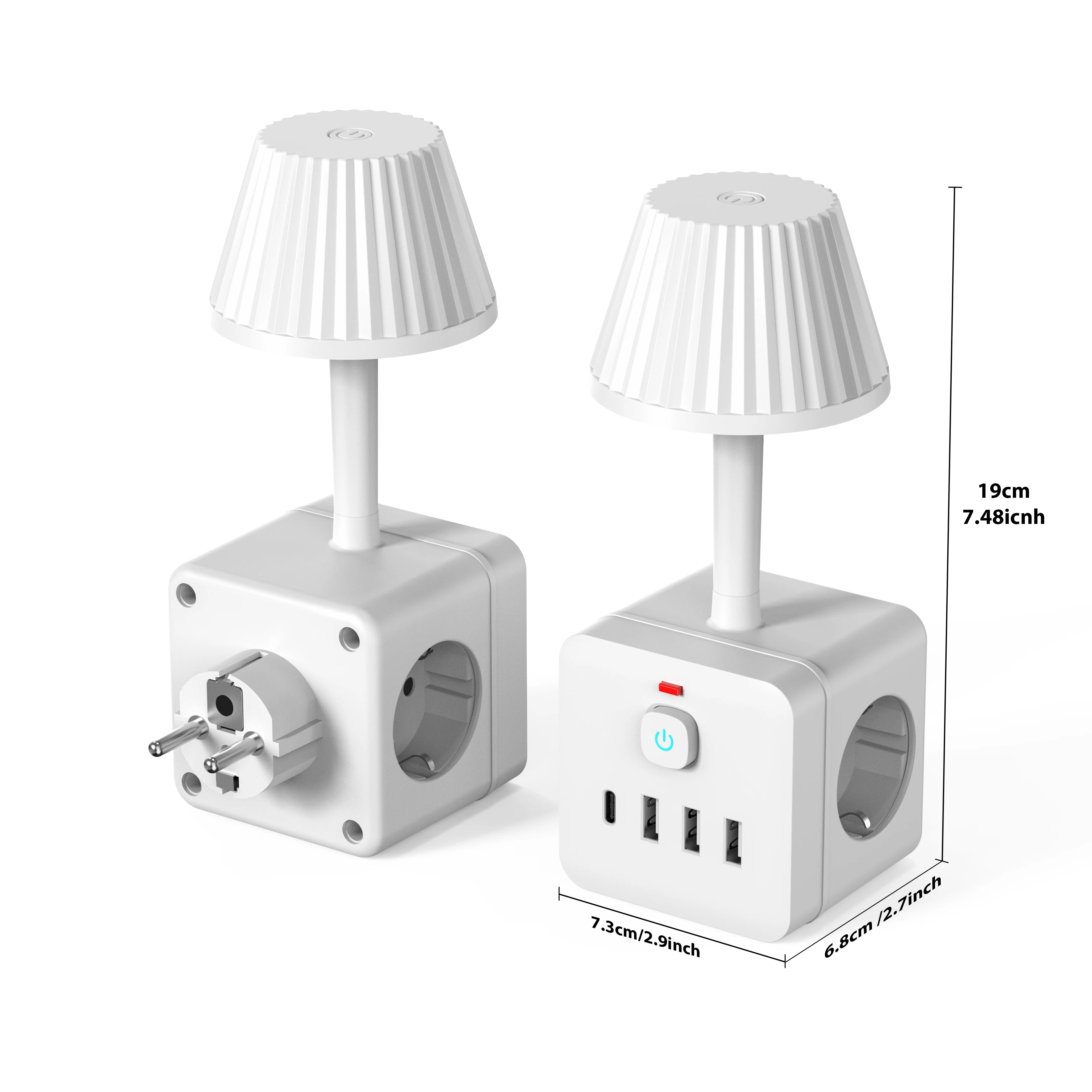 Lampe de Chevet + Multiprise 3 Prises & 4 Ports USB