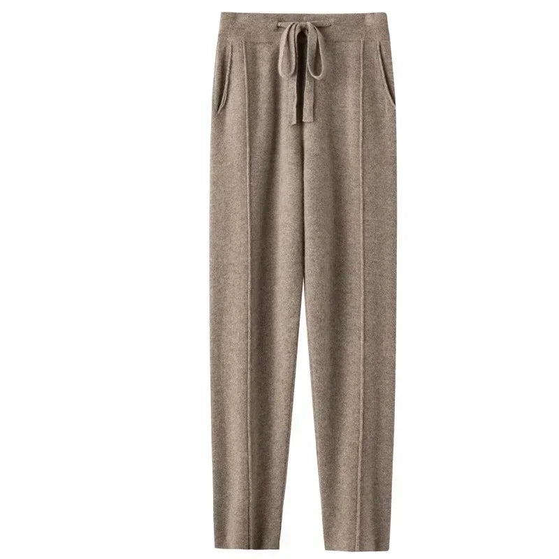 Pantalon en Maille tricoté Coupe droite & Taille élastique