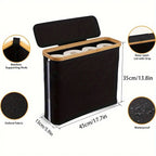 Panier Rangement Papier Toilette avec Couvercle & Fenêtre — Bord Bambou,Salle de Bain