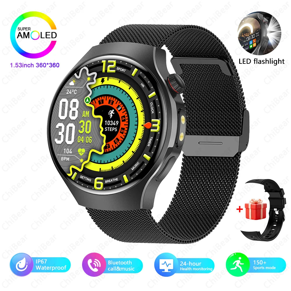 Montre Intelligente avec Lampe LED & Boussole + Bracelet OFFERT
