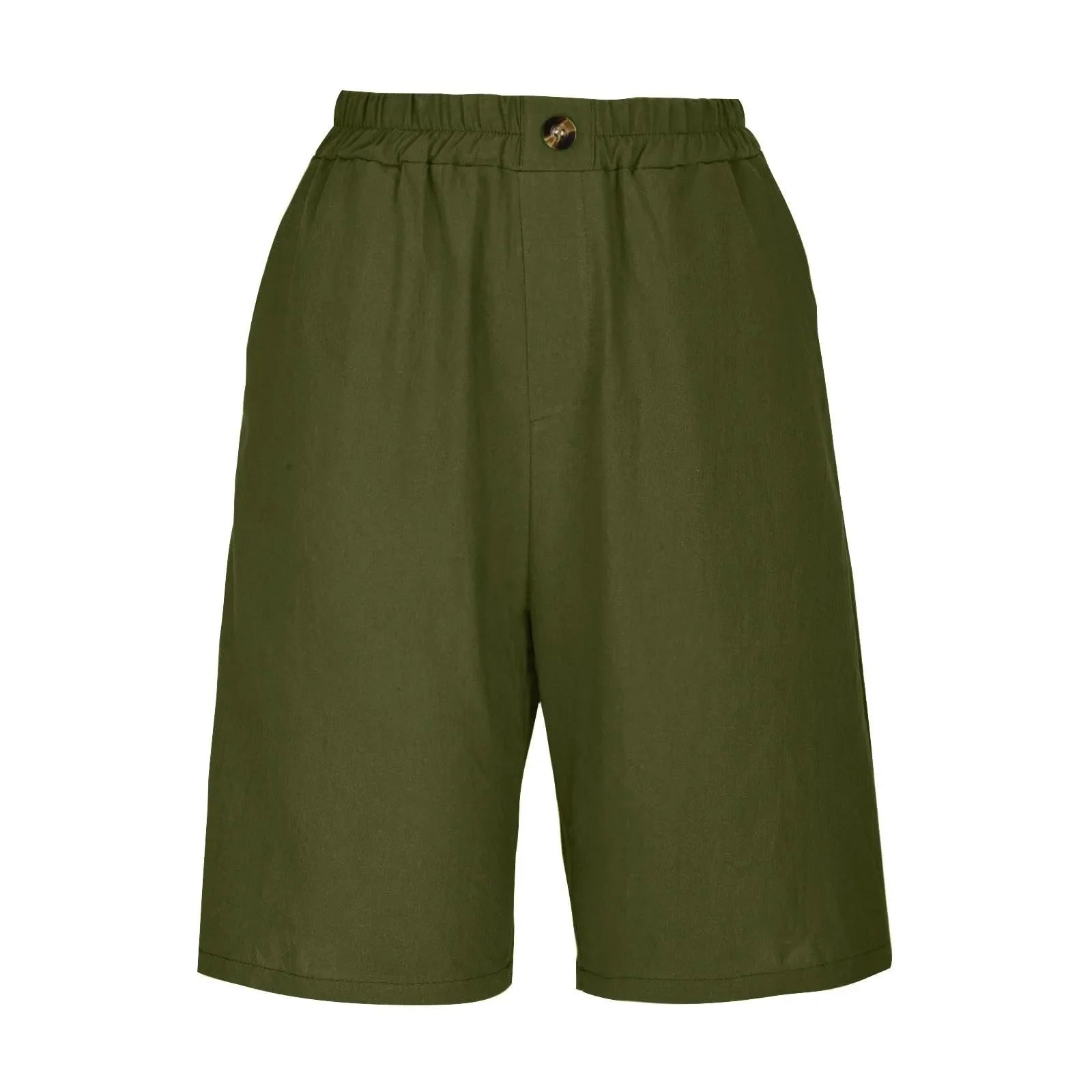 Short Long Femme Coton & Lin Taille Élastique