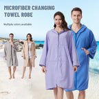 Peignoir de Bain en Microfibre à Capuche – Fermeture Éclair, Poches et Séchage Rapide