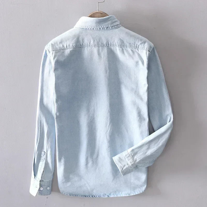 Chemise en Jean 100% Coton à Manches Longues pour Hommes