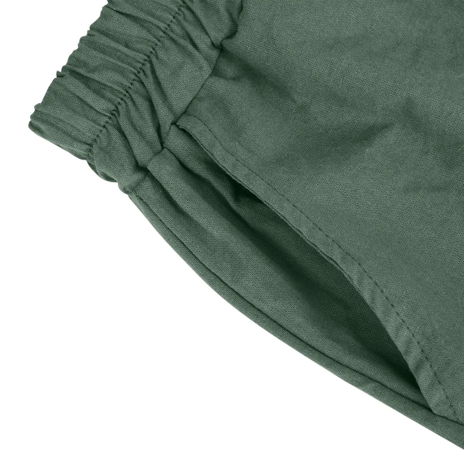 Short Long Femme Coton & Lin Taille Élastique