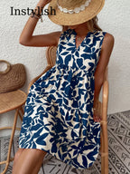 Robe d'été imprimée floral Boho pour femme
