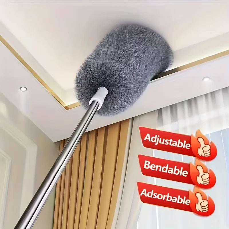 Plumeau Télescopique en Microfibre – Brosse Anti-Poussière Rétractable, Lavable & Réutilisable – Plafonds et Zones en Hauteur