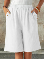Short Bermuda à Taille Élastique Poches à Boutons - Femme 2026